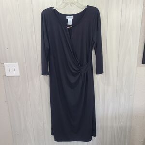 The Paragon Womens Black Dress Long Size L Faux Wrap